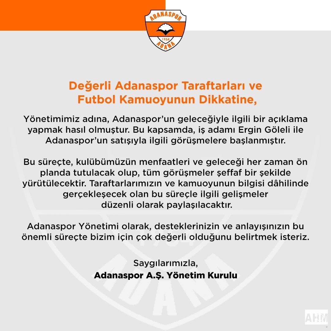 Adanaspor'dan resmi açıklama