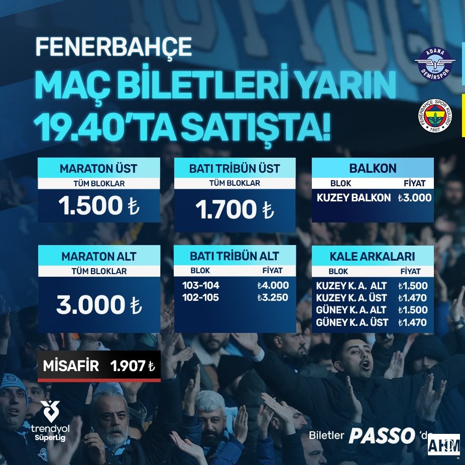 Adana Demirspor Fenerbahçe Bilet Fiyatları